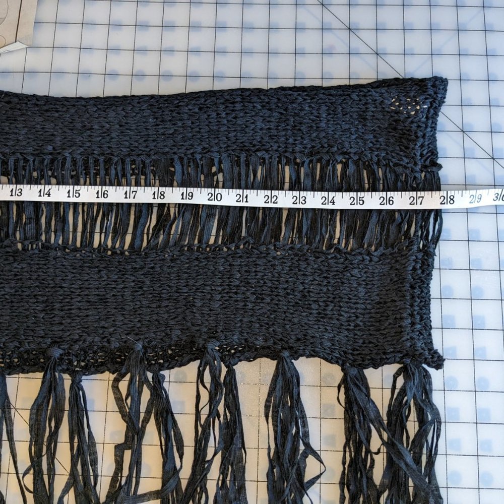 Black Fringe Infinity Scarf Loose Flowy Boho NWOT - Picture 7 of 8